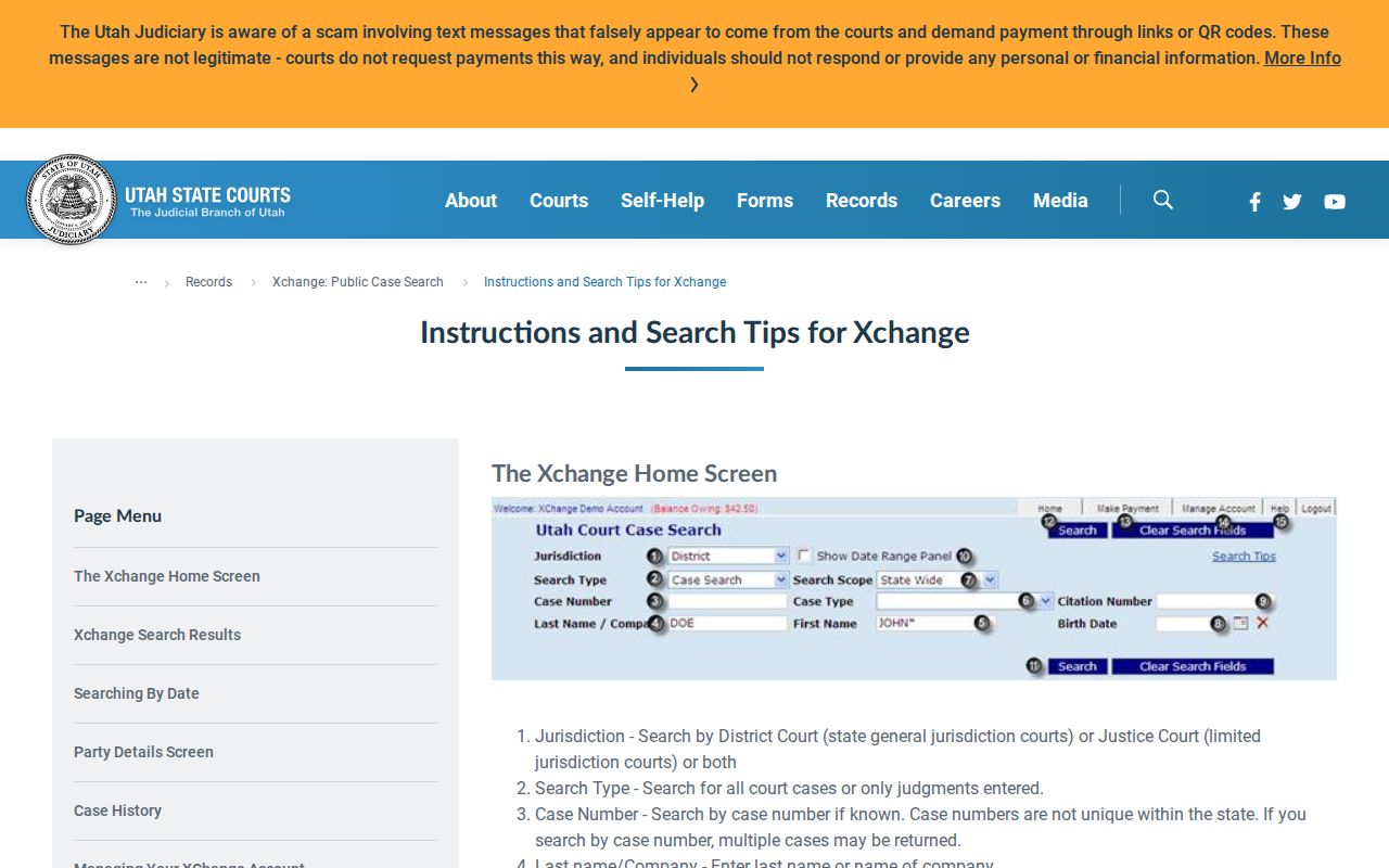 Riverton resident lookup Utah Courts Xchange search